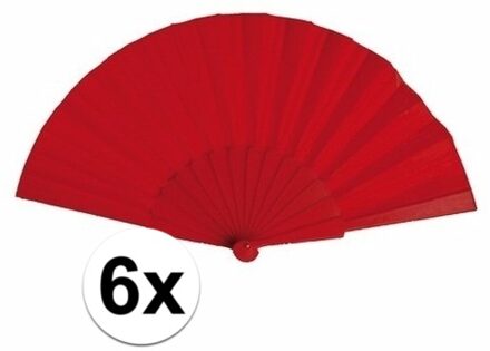 6x Spaanse Handwaaiers rood 23 cm