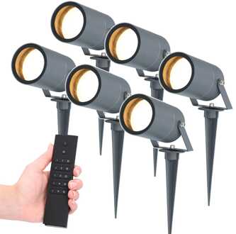 6x Spikey LED Prikspot Antraciet IP65 GU10