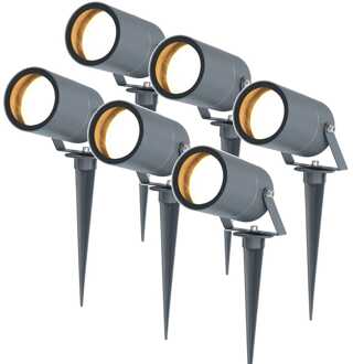 6x Spikey LED Prikspot Antraciet IP65 GU10