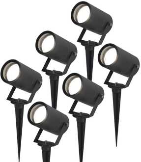 6x Spikey LED Prikspot Zwart IP65 GU10