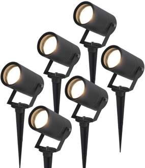 6x Spikey LED Prikspot Zwart IP65 GU10