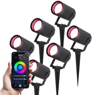 6x Spikey RGBWW WiFi+Bluetooth Zwart