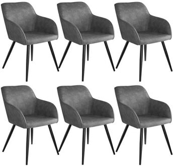 6x Stoel Marilyn stof grijs / zwart SKU: 404064 Multikleur