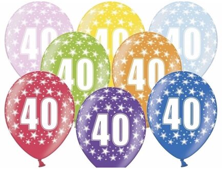 6x stuks 40 jaar ballonnen feestartikelen - Ballonnen Multikleur