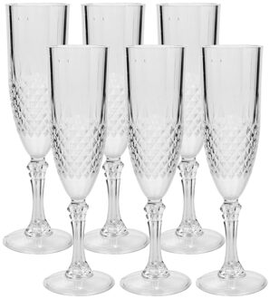 6x stuks Champagne glazen 200 ml van kunststof - Champagneglazen Transparant
