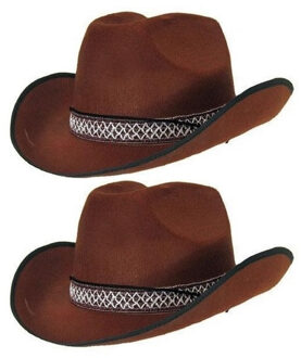 6x stuks cowboyhoed bruin volwassenen - Verkleedhoeden voor carnaval