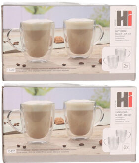 6x stuks Dubbelwandige koffie/espresso/whiskey glazen transparant 270 ml - Koffie- en theeglazen