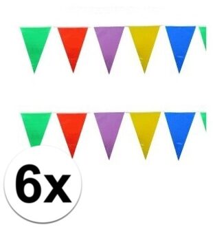 6x stuks gekleurde plastic vlaggetjes 10 meter
