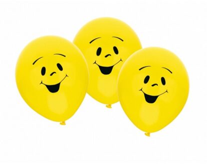 6x stuks gele Party ballonnen smiley emoticons thema