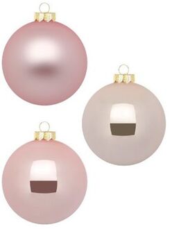 6x stuks glazen kerstballen 10 cm parel roze glans en mat - Kerstbal