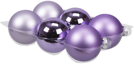 6x stuks glazen kerstballen amethyst paars 8 cm mat/glans - Kerstbal