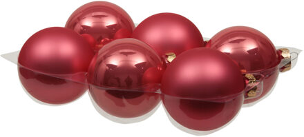 6x stuks glazen kerstballen bubblegum roze 8 cm mat/glans