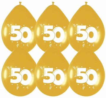 6x stuks gouden ballonnen 50 jaar feestartikelen - Ballonnen Goudkleurig