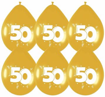 6x stuks gouden ballonnen 50 jaar feestartikelen