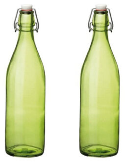 6x stuks groene giara flessen met beugeldop - Action products