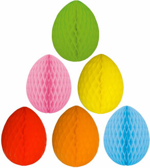 6x stuks hangende paaseieren deco versiering van papier 20 cm