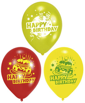 6x stuks Happy Birthday ballonnen 23 cm - Ballonnen Multikleur