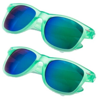 6x stuks hippe zonnebril groen met spiegelglazen