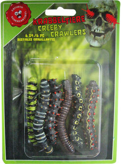 6x stuks horror decoratie rupsen - 6 cm - Halloween kerkhof decoratie en versiering dieren