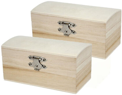 6x stuks houten schatkistje onbedrukt 11 cm - Knutsel juwelenkistje 11 cm - Opslag kistjes zelf beschilderen/decoreren