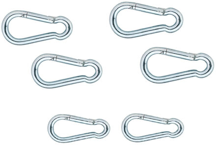 6x stuks karabijnhaak / karabijnhaken verzinkt staal 12 cm / 10 cm / 8 cm