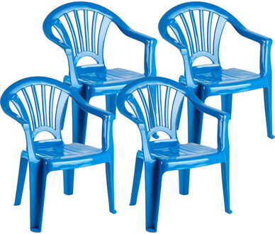 6x stuks kinderstoelen blauw kunststof 35 x 28 x 50 cm