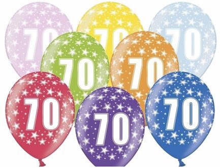 6x stuks Leeftijd versiering sterren ballonnen 70 jaar