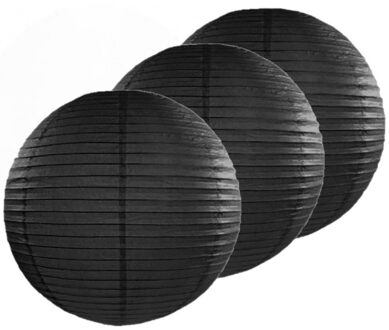 6x stuks luxe bol lampionnen zwart 50 cm diameter