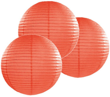 6x stuks luxe bol vorm lampion oranje 35 cm