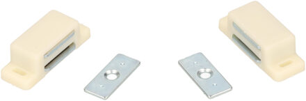 6x stuks magneetsnapper / magneetsnappers met metalen sluitplaat gebroken wit