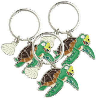 6x stuks metalen zeeschildpad dieren sleutelhanger 5 cm