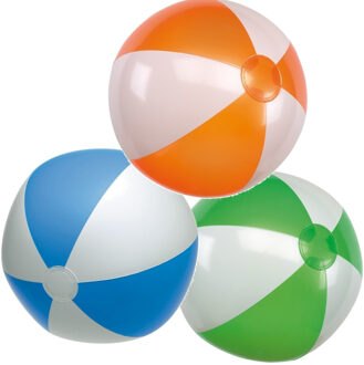 6x stuks Opblaasbare strandballen in 3 verschillende kleuren 28 cm - Strandballen Multikleur