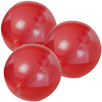 6x stuks opblaasbare strandballen plastic rood 28 cm