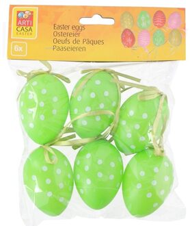 6x stuks Pasen/Paas hangdecoratie paaseieren groen 6 cm