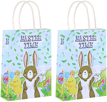 6x stuks pasen thema Easter Time papieren feestzakjes/uitdeelzakjes