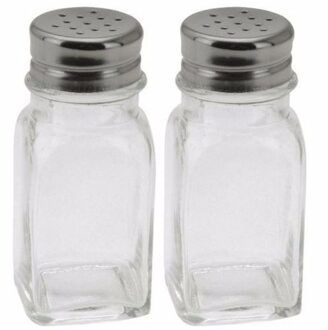 6x stuks peper en zout setje/stelletje 2-delig 9 cm - 2 busjes per set - Transparant glas met chrome