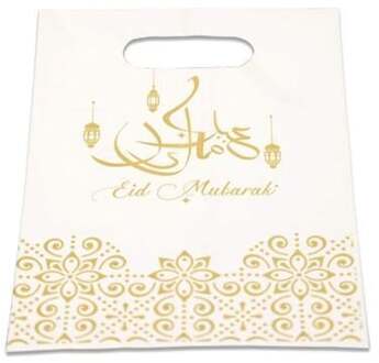 6x stuks Ramadan Mubarak thema feestzakjes/uitdeelzakjes wit/goud 23 x 17 cm - Uitdeelzakjes Multikleur