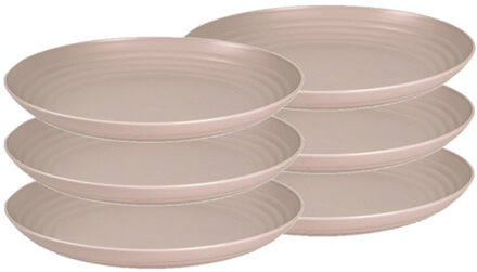 6x stuks rond kunststof borden mokka bruin 25 cm