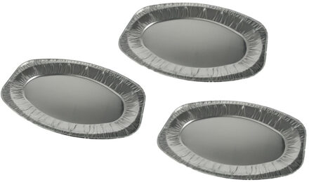 6x stuks Serveerschalen aluminium - Snack en tapasschalen Zilverkleurig