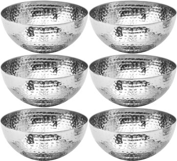 6x stuks - Slakommetjes/schaaltjes - rvs metaal - D13 cm