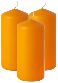 6x stuks stompkaarsen oranje 15 cm
