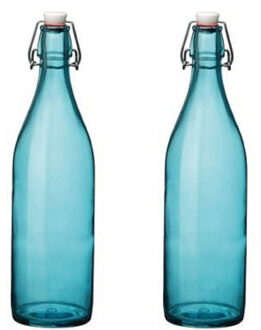 6x stuks turquoise giara flessen met beugeldop - Action products