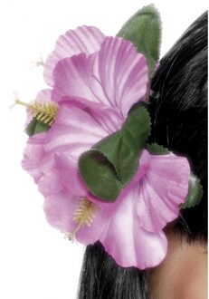 6x stuks verkleed Haarbloemen haarclip Hawaii roze bloemen - Haarbloemen