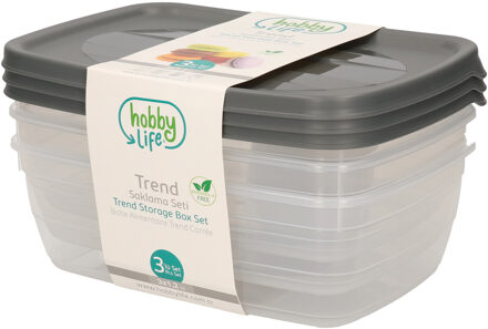 6x stuks voorraadbakjes/bewaarbakjes kunststof antraciet grijs 1,2 liter