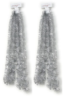 6x stuks zilveren kerstslinger 270 cm kerstboom versieringen