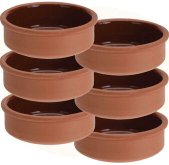 6x Tapas serveerschaaltjes 500 ml terracotta 12 cm - Snack en tapasschalen Bruin