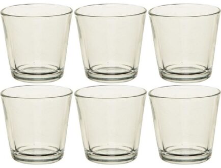 6x Theelichthouders/waxinelichthouders transparant 7 cm