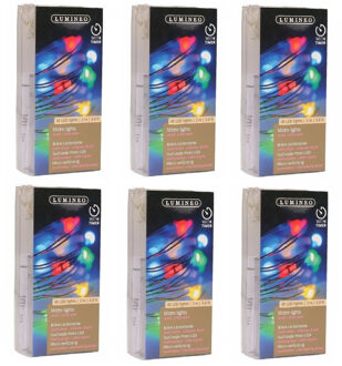 6x Timer draadverlichting zilverdraad 40 gekleurde lampjes - 195 cm - kerstverlichting/feestverlichting/vaas verlichting