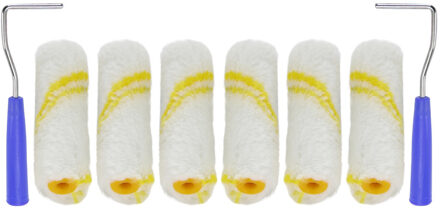 6x Vacht verfrollers met beugel 10 cm verfbenodigdheden