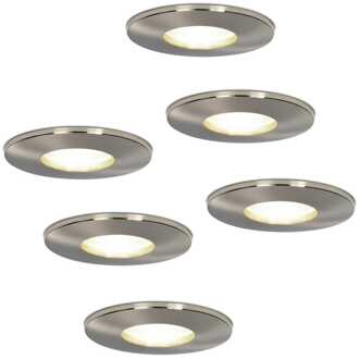 6x Vegas - LED Inbouwspots Badkamer IP44 Zilver